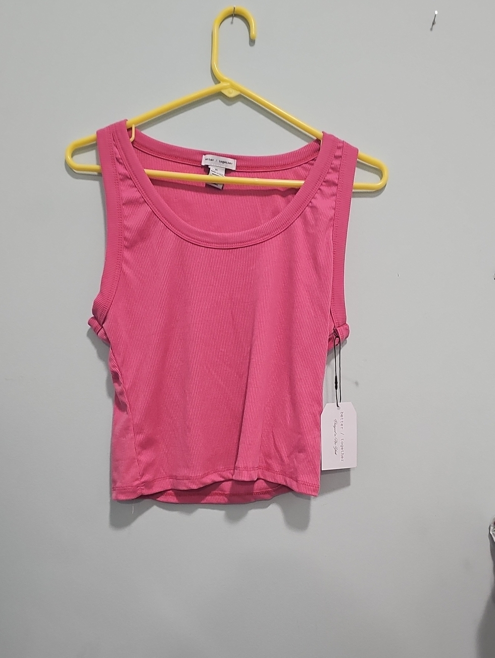 Better Together Net XL Pink Ribbed Scoop Neck Tank Crop Tank Top